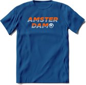 Amsterdam T-Shirt | Souvenirs Holland Kleding | Dames / Heren / Unisex Koningsdag shirt | Grappig Nederland Fiets Land Cadeau | - Donker Blauw - L