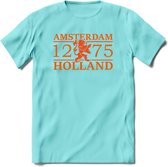 Amsterdam T-Shirt | Souvenirs Holland Kleding | Dames / Heren / Unisex Koningsdag shirt | Grappig Nederland Fiets Land Cadeau | - Licht Blauw - S