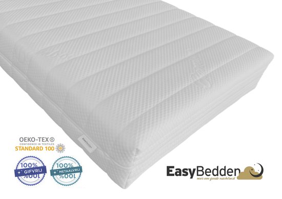 EasyBedden® koudschuim HR45 / HYBRIDE matras 140x220 20 cm – Luxe uitvoering - Premium tijk - ACTIE - 100% veilig product