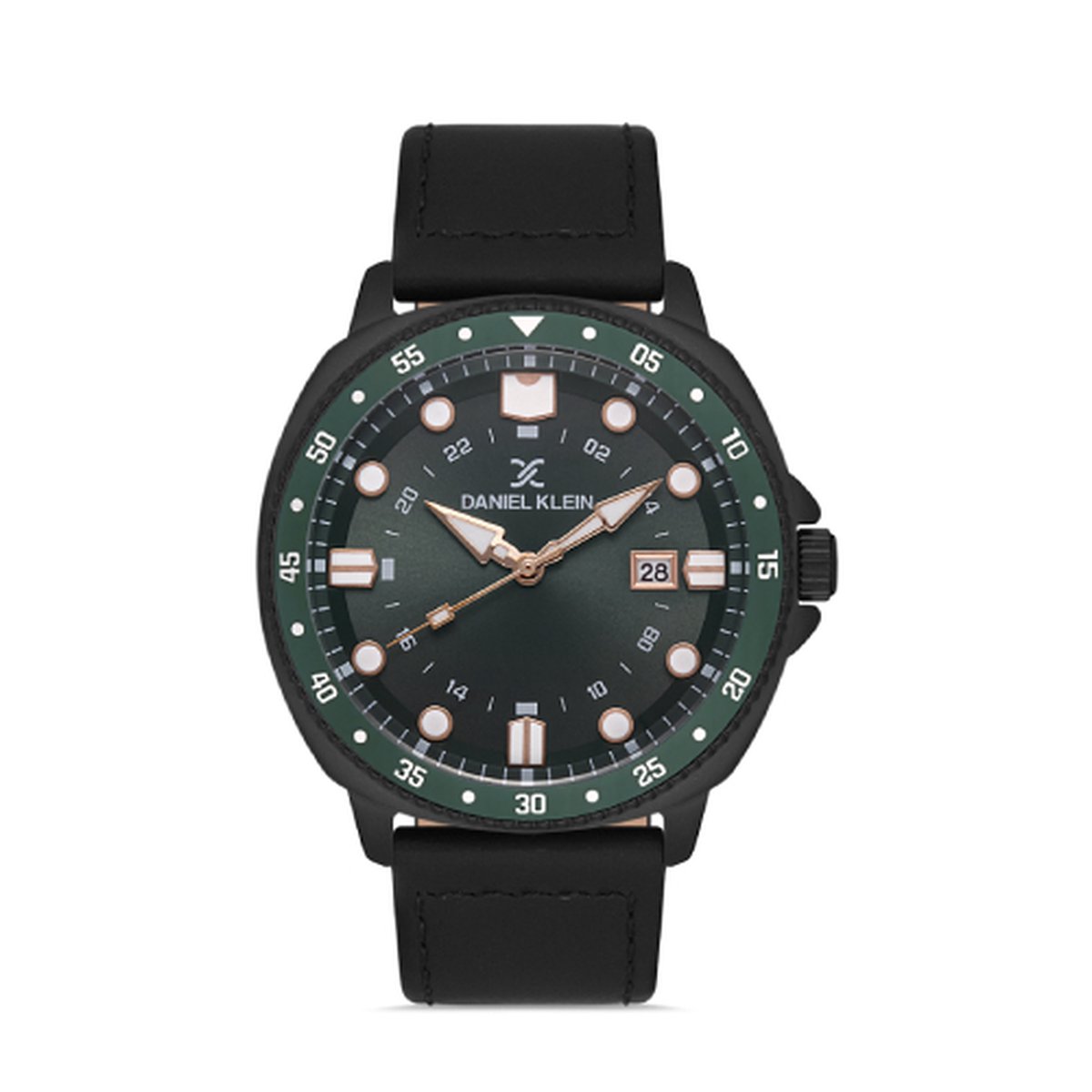 Daniel Klein DK.1.12956-6 - Horloge - Analoog - Mannen - Heren - leren band - rond - Zwart - Groen