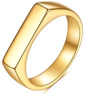 Zegelring Goud kleurig - Smal en Elegant - Staal - Ring Ringen Heren Dames - Cadeau voor Man - Mannen Cadeautjes