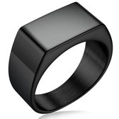Zegelring Rechthoekig - Zwart - 18 - 22mm - Ringen Mannen - Ring Heren - Ringen Vrouwen - Ring Dames - Valentijnsdag voor Mannen - Valentijn Cadeautje voor Hem - Valentijn Cadeautj