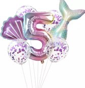 Sirène 5 ans - ensemble ballon - sirène - figurine ballon - anniversaire 5 ans - fille - sirènes - mer - fête - anniversaire