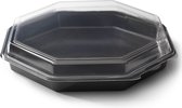 Octaview - Saladebakjes - Zwart/transparant - Met losse deksel - 25st/pcs - 230x230x50mm - 1000ml