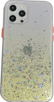 iPhone 13 Pro Max Transparant Glitter Hoesje met Camera Bescherming - Back Cover Siliconen Case TPU - Apple iPhone 13 Pro Max - Geel