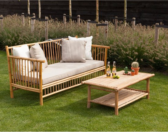Exotan Persoon Bamboe loungeset 2-delig - natural finish