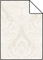 Proefstaal ESTAhome behangpapier barokprint warm grijs en zandkleurig - 127603 - 26,5 x 21 cm