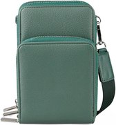 THL Design – Telefoontasje Dames Crossbody – Schoudertasje Telefoon – 3 Vakken - Groen