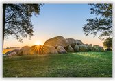 Hunebedden in Drenthe op Aluminium - Foto op Dibond - Aluminium Schilderij - 100x70 cm