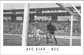 Walljar - Poster Ajax met lijst - Voetbalteam - Amsterdam - Eredivisie - Zwart wit - AFC Ajax - NEC '71 - 70 x 100 cm - Zwart wit poster met lijst