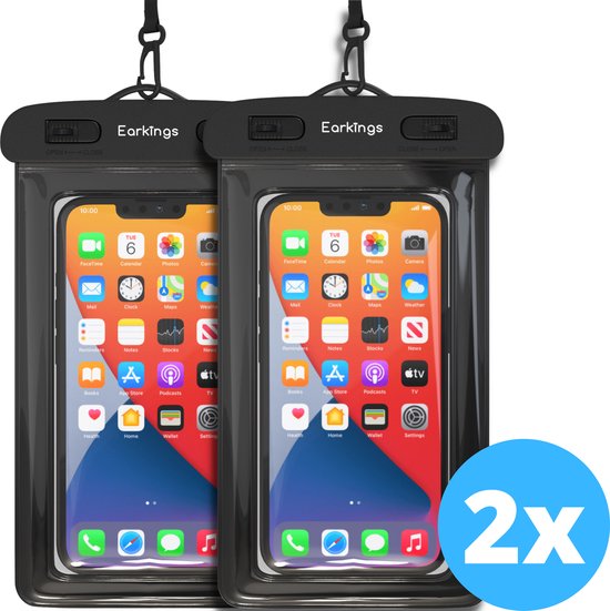 Étuis de téléphone étanches - Set de 2 pièces Drybag - Étui de téléphone sous-marin pour tous les téléphones - Étui de téléphone étanche Earkings