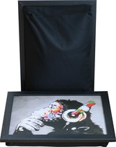 L-line by Jis Laptray, Schoottafel, Schootkussen, Laptoptafel, Dienblad met kussen Banksy DJ Monkey - 43 x 32,5 cm