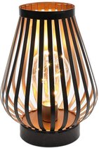 JHY DESIGN 22 cm hoge metalen kooi LED tafellamp oplaadbaar batterij-aangedreven draadloze tafellamp decoratie bedlampje met Edison lamp slaapkamer familie bruiloft binnen en buite