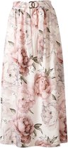 Dames A-lijn rok elastische tailleband vastzittende ceintuur gouden gesp - oudroze print - lang | Maat XL-3XL