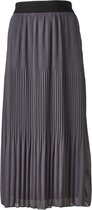 Dames plisse rok uni met elastische brede tailleband - donkergrijs - lang | Maat XL-3XL