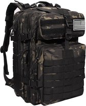 Backpack - Militair Tactisch - Camo Zwart - Wandelrugzak - Rugtas - Rugzak - 50 Liter