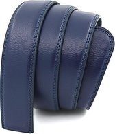 Blauwe lederen riem (3,5 cm breedte) zonder gaatjes voor automatische gespen voor heren ( gesp niet inbegrepen )