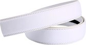 Witte lederen riem (3,5 cm breedte) zonder gaatjes voor automatische gespen voor heren ( gesp niet inbegrepen )