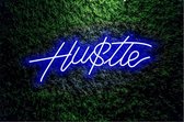 HUSTLE - neon sign - neon bord - wandlamp - led verlichting - sfeer verlichting - nachtlamp - blauw