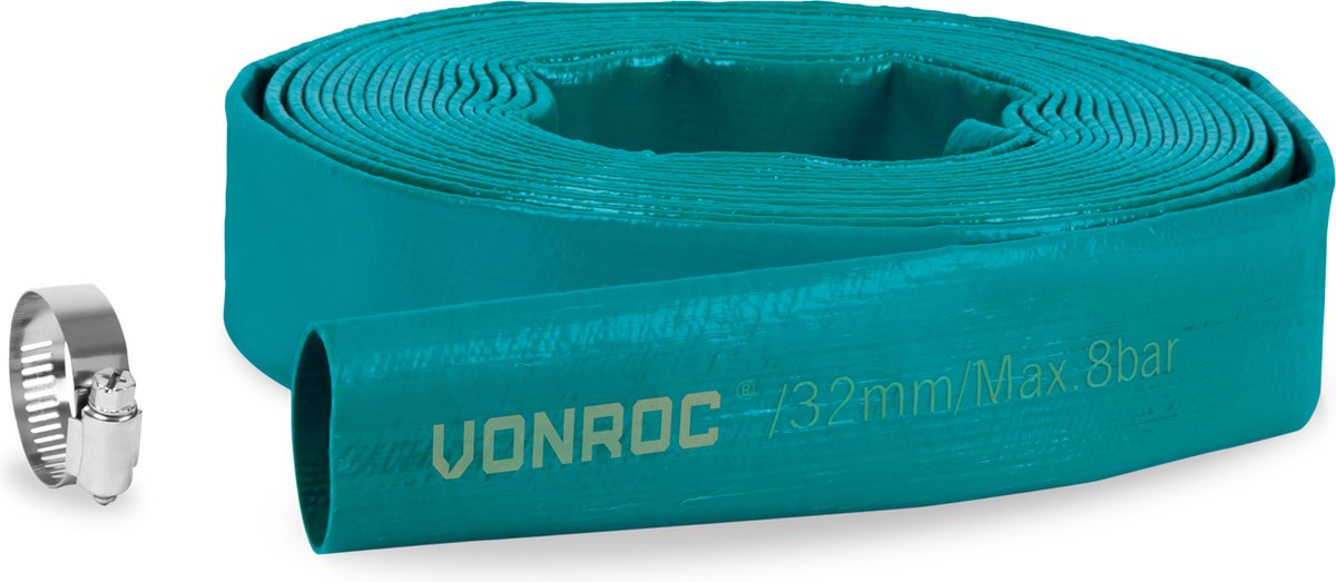 VONROC Dompelpomp afvoerslang - Persslang - Plat – Universeel - 10m x 32mm - VONROC