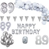 89 jaar Verjaardag Versiering Pakket Zilver XL