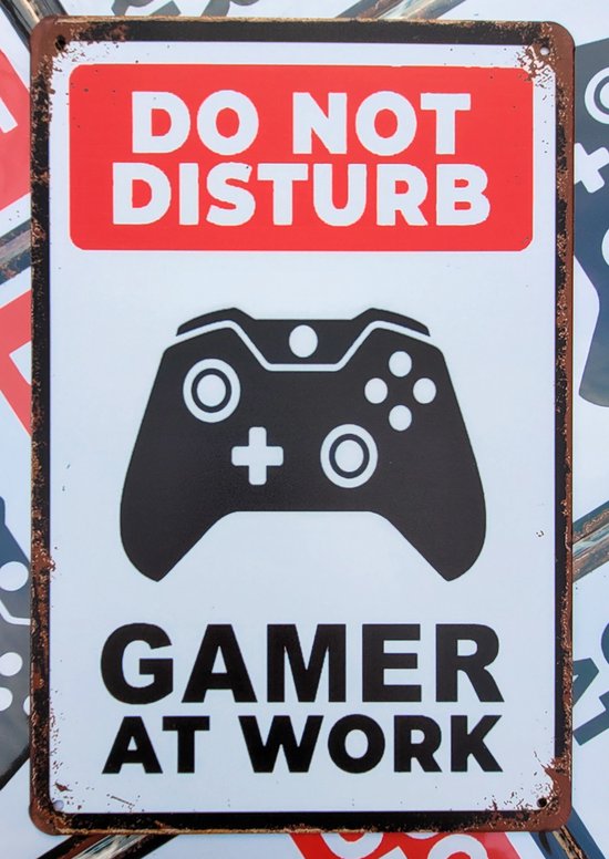 Do not disturb | Gamer at work | wandborden metaal | 20 x 30cm | wanddecoratie | huis, tuin, schutting en terras | voor binnen en buiten