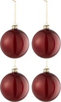J-Line Doos Van 4 Kerstballen Effen Glas Blinkend Rd Medium