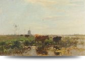 Maison de France - Canvas Koeien in een weiland bij een sloot - canvas - 120 x 180 cm
