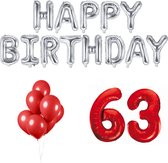 63 jaar Verjaardag Versiering Ballon Pakket Rood & Zilver