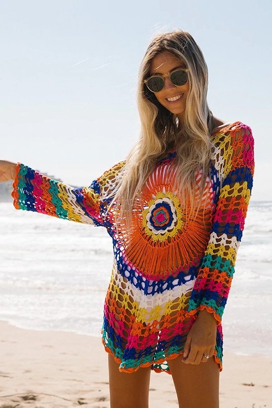 Robe de plage au crochet - Bikini cover up - Gypsy - Plage - Boho - Robe de plage sexy - Taille unique - Pull d'été - Lounge - Ibiza