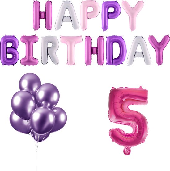 Pracht gewelddadig beroerte 5 jaar Verjaardag Versiering Ballon Pakket Pastel & Roze | bol.com
