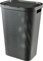 Curver Infinity wasbox dots 60L - 100% recycled donkergrijs