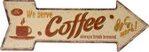 Coffee R - Metalen pijl - Metalen decoratie - Wandbord - Metalen borden - Metalen bord - Metal sign - 15 x 45cm - Snelle levering - Cave & Garden