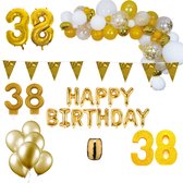 38 jaar Verjaardag Versiering Pakket Goud XL