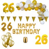 26 jaar Verjaardag Versiering Pakket Goud XL