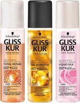 Gliss Kur Antiklit Spray - Schwarzkopf - Combipakket Mix - Total Repair / Oil Nutritive / Silk Gloss