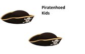 2x Kids Piraten hoed doodshoofd zwart/goud - Piraat piraten thema feest party