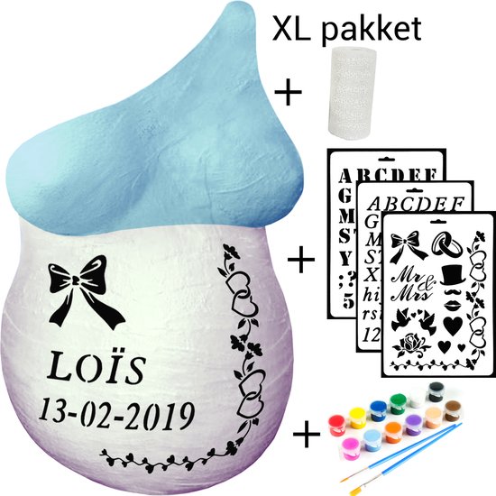 Gipsbuik XL Pakket - Met 3 Sjablonen en 12 Kleuren Verf - 5 Rollen Extra Groot en Sterk Gipsverband - Niet Toxisch- Baby Buik Zwanger van Bellyprint — afbeelding 4