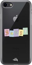 Sassy Letters - iPhone Transparant Case - Transparant hoesje geschikt voor iPhone SE 2022 / iPhone SE 2020 / iPhone 8 / iPhone 7 hoesje - Doorzichtig backcover hoesje met opdruk -