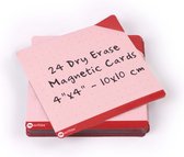Rewrities Notes - 24 rode Dry Erase magneetkaarten 10 x 10 cm - met whiteboard marker & Rewipie - Herbruikbare notities voor whiteboard, taken, planning, projecten, organisatie