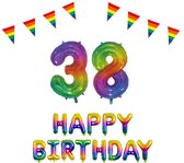 38 jaar Verjaardag Versiering Pakket Regenboog