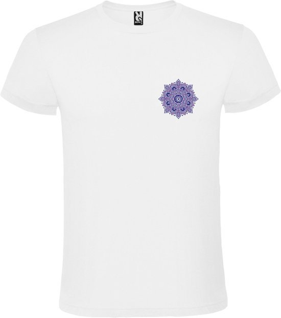 Wit T-shirt met Kleine Mandala in kleuren