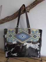 hand-/schouder-/strandtas XXL tas van canvas en leer