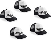 8x stuks zwart vrijgezellenfeest snapback cap/ truckers pet Bride Squad script dames - Vrijgezellenfeest vrouw artikelen/ petjes