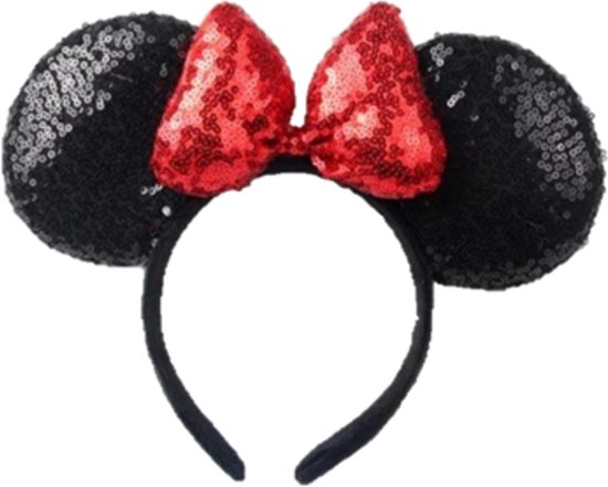 Minnie Mouse-diadeem-glitter-strik-pailletten, rood | bol.com