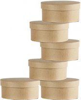 Set van 6x stuks ronde bruine hobby knutselen doos/dozen van karton - 15 x 8 cm - cadeauverpakking