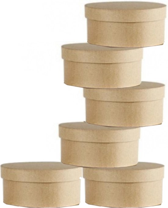 Set van 6x stuks ronde bruine hobby knutselen doos/dozen van karton - 15 x  8 cm -... | bol.com