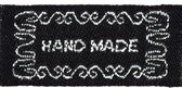 40st - HAND MADE labels- 1,5cm breed - ZWART/ZILVER - versieren - labels - knutselen - knutselwerk - naaien - lint - stof - applicatie - afwerkband - home deco