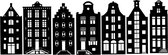 Raamstickers Amsterdamse grachten pandjes - huisjes - decoratieve 70x23cm bxh zwart