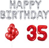 35 jaar Verjaardag Versiering Ballon Pakket Rood & Zilver